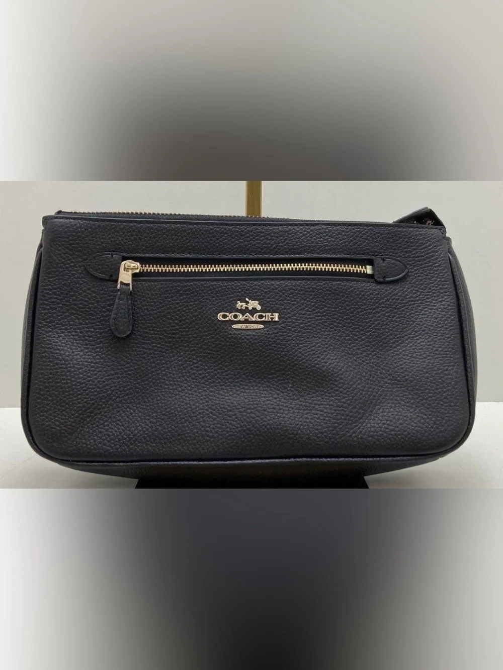 Coach Black Pebbled Leather Shoulder Bag with Gold Hardware